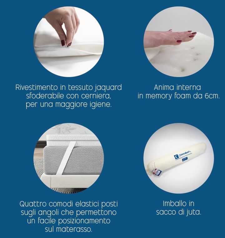 Topper in Memory Foam Biancaluna 6 cm